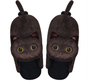 lot 5031 image: Openhahaha Grey Cat Face Slippers - new in box