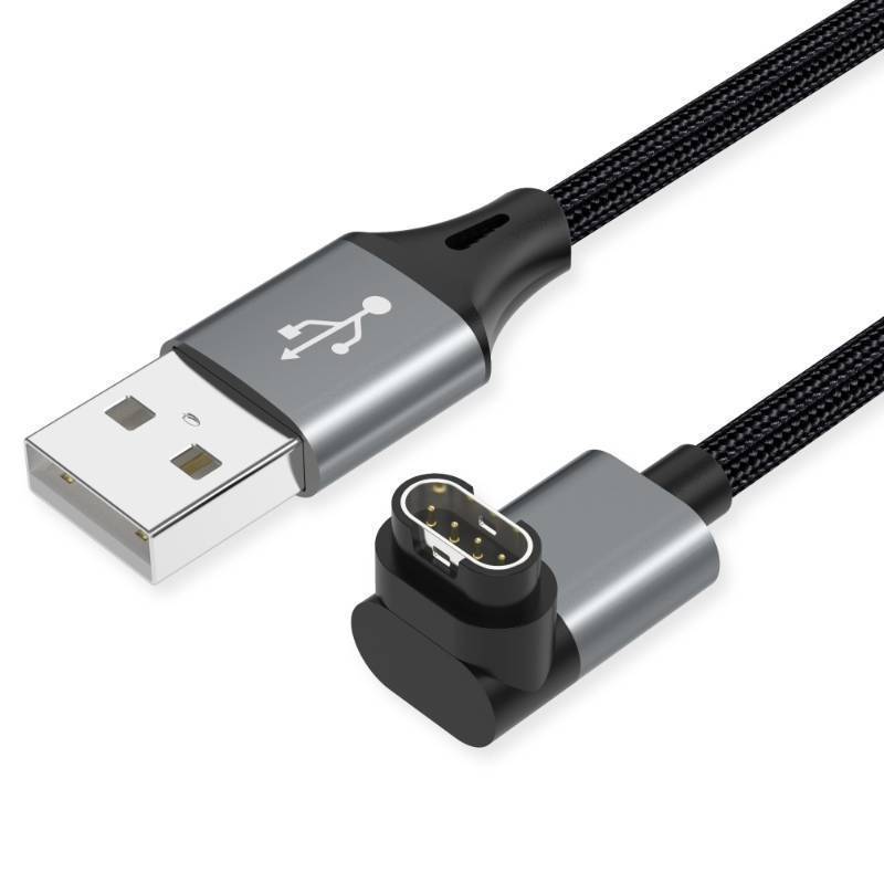 lot 26656 image: 2 Pack 3.3ft Charger Cable for Garmin Watch, L-Shape Braided Charging Cord for Fenix, Forerunner, Vivoactive, Instinct, Venu, Tactix, Approach, D2, Quatix Series, Dark Gray - Retail $10