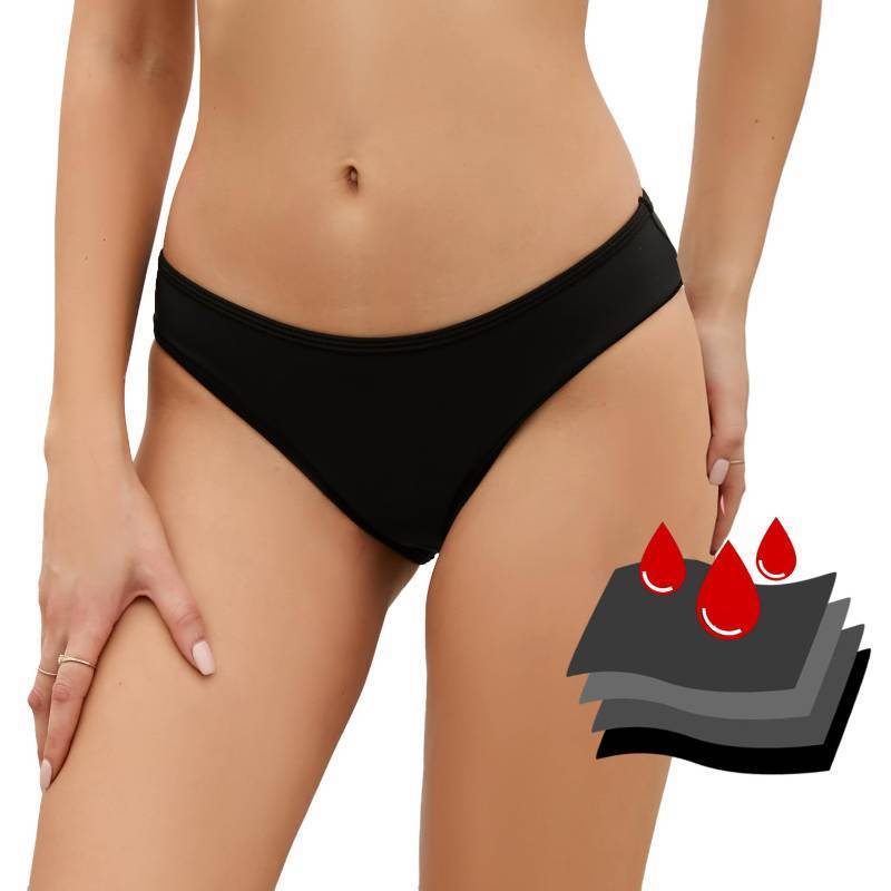 lot 72422 image: Womens Period Swimwear Bikini Bottoms-Menstrual Leakproof Swimsuit Bottoms Briefs for Teen Girl Black M - Retail $18