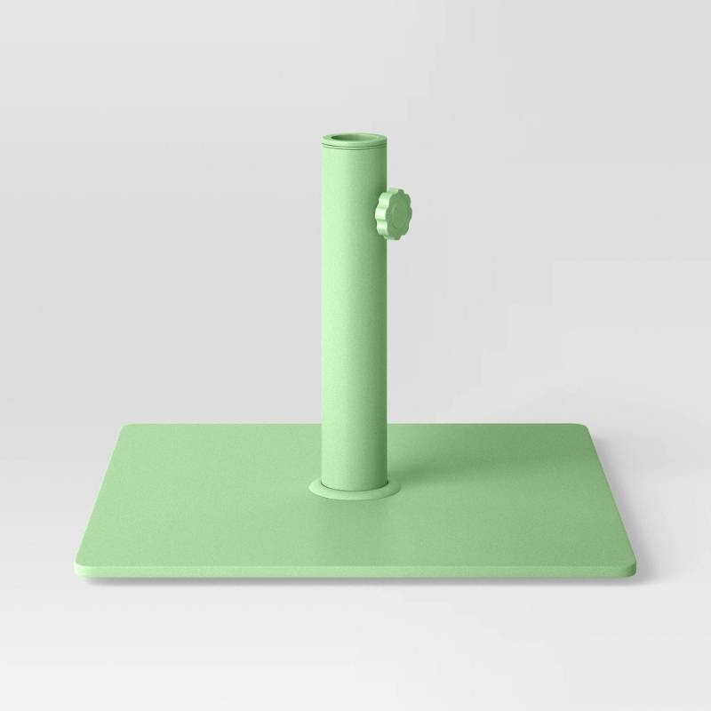 lot 10643 image: 25lbs Steel Square Outdoor Patio Market Umbrella Bases Sage Green - Room Essentials - Retail $60