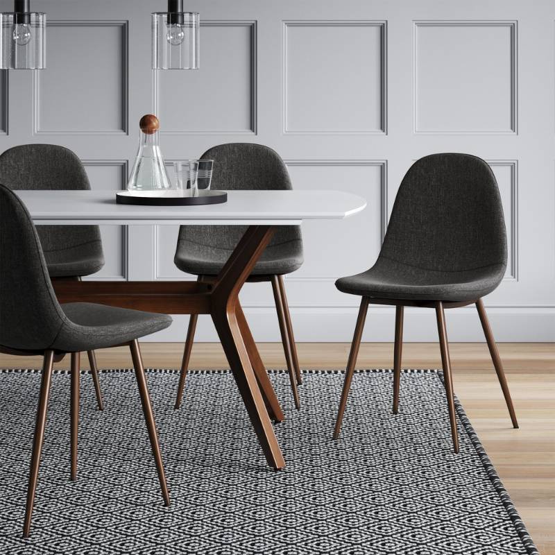 lot 20589 image: 2pk Copley Dining Chairs Dark Gray - Threshold�� Upholstered, Metal Legs, Mid-Century Modern - Retail $150