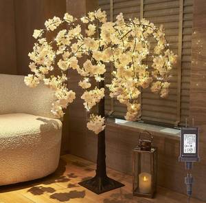 lot 5012 image: $85 LITBLOOM Lighted Cherry Blossom Tree with 180 Fairy Lights 4FT