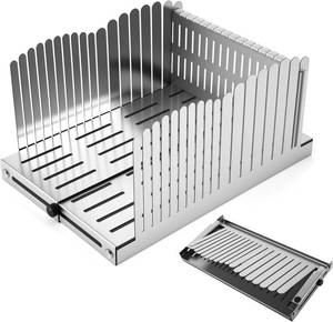 lot 5025 image: Two Pack Stainless Steel Bread Slicer - Adjustable Foldable Kitchen Tool