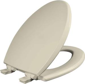 lot 5046 image: Mayfair Cassel Slow-Close Toilet Seat, Easy Clean, Elongated Bone