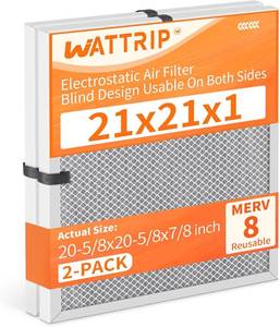 lot 5066 image: $104 2-Pack MERV 8 Reusable Electrostatic Air Filters, 21x21x1