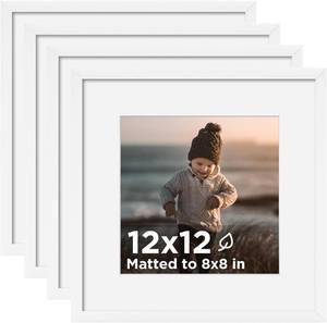 lot 5073 image: KINLINK 12x12 Picture Frames White Set of 4, Wooden Squares