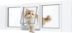 lot 5085 image: $79 Cat Door Insert, 4 Lock Modes, Fits 36-40 Window, White