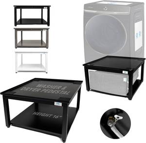 lot 5092 image: $210 WasherDryer Pedestal, 28W x16H, Black Steel, 800 lb
