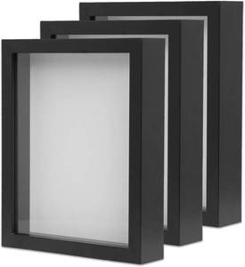 lot 5093 image: $50 FrameWorks 8.5x11 Black Shadow Box Frame   Soft Felt Back, Glass