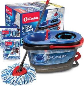 lot 5097 image: $60 O-Cedar RinseClean Spin Mop & Bucket  3 Extra Mop Heads, see note