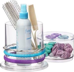 lot 5115 image: STORi Bella Stackable Clear Plastic Hair Accessory Organizer Set