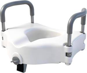 lot 5117 image: $46 Raised Toilet Seat with Handles, Adjustable HeightWidth, 300lb