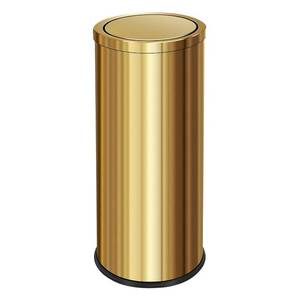 lot 5149 image: $90 8-Gallon Brushed Gold Trash Can with Swing Lid, Stainless Steel