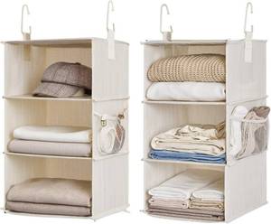 lot 5151 image: StorageWorks 6-Shelf Closet Organizers, 2 3-Shelf Separable, Beige