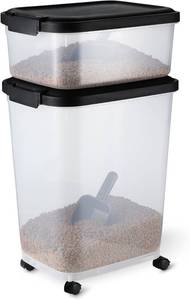 lot 5128 image: Amazon Basics Pet Food Storage Container Set, 30lb & 10lb, Scoop