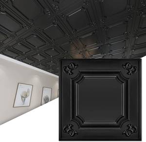 lot 5182 image: $48 Art3d Drop Ceiling Tiles 24x24 in Black, 12-Pack Glue Up 2x2