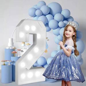 lot 5213 image: FAYLISVOW 2.4FT Marquee Number 2 with White Lights Sign Birthday