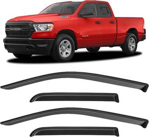 lot 5218 image: Window Visors Rain Guards for 2019-2025 Dodge Ram 1500 Quad Cab