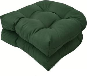 lot 5244 image: Outdoor Patio Seat Cushions Dark Green 2-Pack 18.5in Sq
