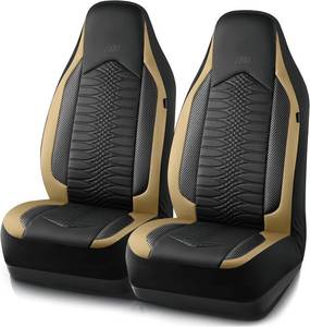 lot 5249 image: $46 Skechers Memory Foam Leather Car Seat Covers, Waterproof, Beige