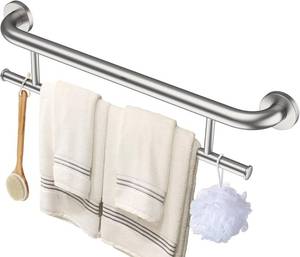 lot 5257 image: Zepolu 24in Brushed Nickel Towel Grab Bar, 1.25 Dia Stainless