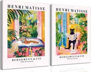 lot 5269 image: Bathroom Henri Matisse Wall Art - Black Cat in Bathtub, 12x16