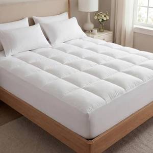 lot 5288 image: $165 Quilted 1000gsm Luxury Mattress Topper, Deep Pocket, White King