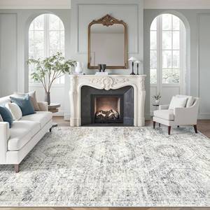 lot 5290 image: $150 Soalmost 9x12 Area Rugs, Non-Slip, Machine Washable, BlueIvory
