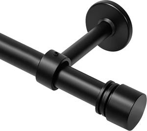 lot 5297 image: Black Curtain Rods 66-120in, 1 Dia Drapery Rod & Brackets