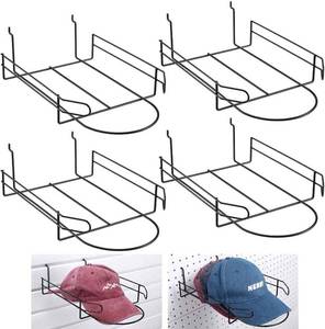 lot 5308 image: Kigley 4-Piece Wire Hat Display Racks for Slatwall, Black Metal