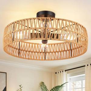 lot 5318 image: $80 Hamilyeah 20-inch Boho Flush Mount Ceiling Light Fixture, 4-Light