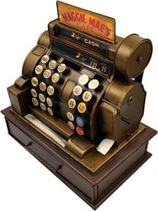 lot 5342 image: $70 Vintage Cash Register Piggy Bank Money Box Jewelry Cabinet