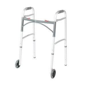 lot 5346 image: $180 Drive Medical Deluxe Two Button Folding Walker with Wheels