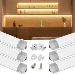 lot 5365 image: Muzata 6Pack 3.3ft V-Shape LED Channel, Aluminum, Milky White