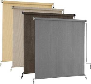 lot 5369 image: $83 AOSKY Outdoor Roller Shades, Cordless Patio Blinds, 96x72, Brown