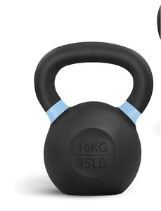 lot 5373 image: Yes4All 35lbs Powder Coated Cast Iron Kettlebell with Flat Bottom