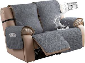 lot 5377 image: Genina Loveseat Recliner Cover, Non-Slip 2-Seat Sofa Dark Gray