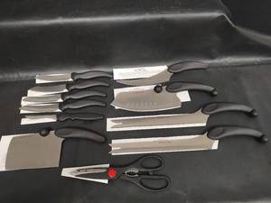 lot 238 image: NIB Miracle Blade Stainless Steel Professional Kitchen Knife Set with Black Handles
