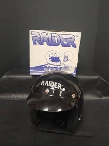 lot 240 image: Raider Open Face Motorcycle Helmet Size L Black in Original Box