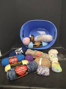 lot 264 image: Mixed Brand Yarn Bundle with Storage Basket