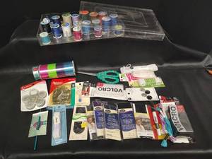 lot 275 image: Mixed Sewing and Crafting Supplies Bundle with Storage Case