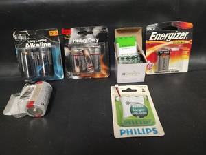 lot 279 image: Mixed Battery Lot - Alkaline, Heavy Duty, and Rechargeable Batteries
