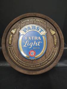 lot 319 image: Vintage Pabst Extra Light Beer Commemorative Plastic Wall Half Barrel