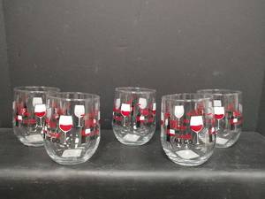 lot 343 image: New Wine Me Up & Watch Me Go Stemless Wine Glass Set