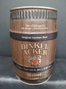 lot 353 image: Vintage Dinkel Acker German Beer Metal Barrel, 9.75 Tall, Empty