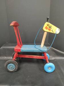 lot 423 image: Vintage Playschool Wooden Riding Giraffe