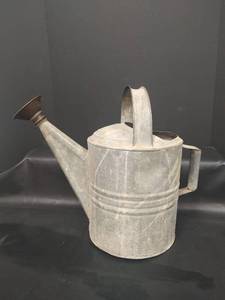 lot 456 image: Vintage Galvanized Watering Can with Brass Spout