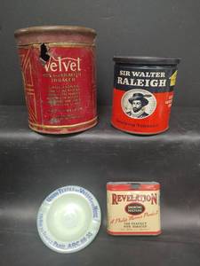 lot 484 image: Vintage Tobacco Tin Collection with French Ashtray
