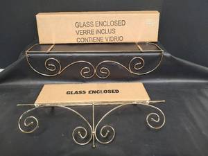 lot 529 image: Brass Scroll Shelves with Glass, 24x5.5 and 18x5.5