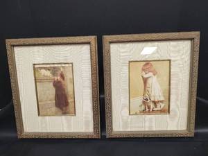 lot 534 image: Vintage Girl With Dog Prints, 12.5 x 15